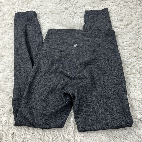 Lululemon Align Pant II 25" Mini Heathered Herringbone Heathered Black White - Picture 3 of 5